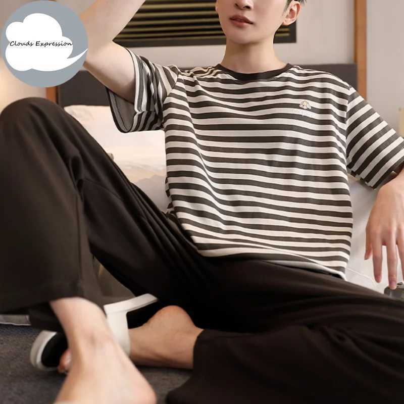 Summer Knitted 5XL Cool Mens Pajamas Casual Pjs Lounge Set Mens Plain Pajamas W241221
