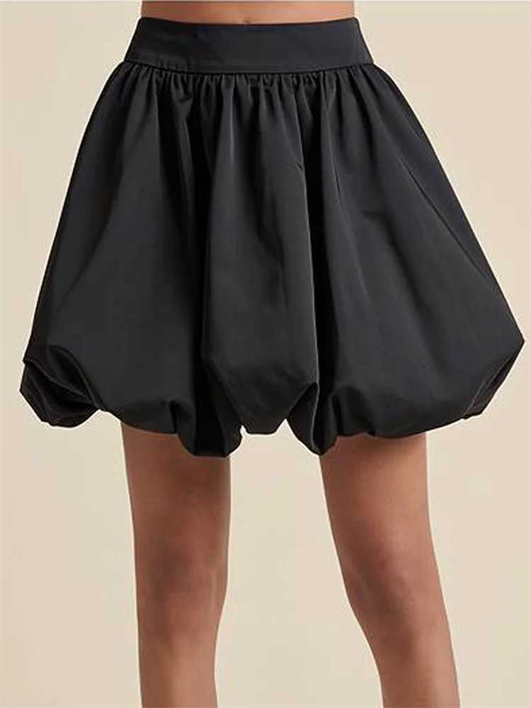 CHRONSTYLE Women Short Mini Tutu Skirts Loose Fit Casual Elastic Waist Black Solid Skirts for Summer Party Street Clubwear 2024XJ241221
