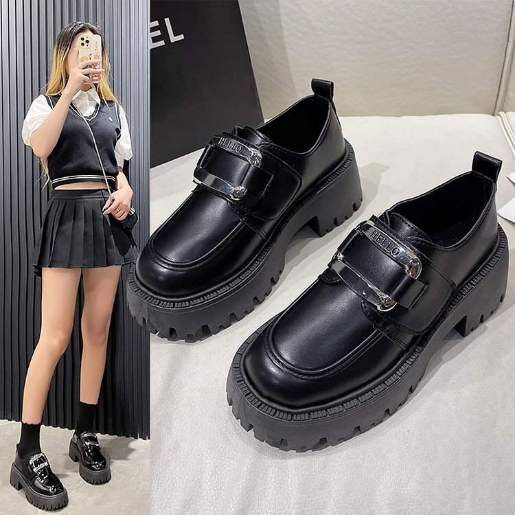 Ddmywed Height Increasing British Style Small Leather Shoes Women's Spring And Autumn Dress 2024 New Black Mary Jane High-Heeled Chinese Brand Sh