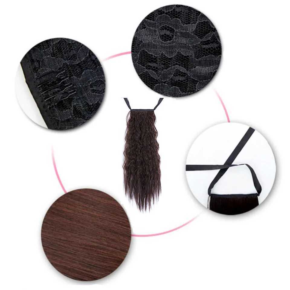 LUPU Synthetic African Long Wavy Curly Ladies Drawstring Ponytail Hair Extension Corn Handle Hairpin Hair ExtensionXJ241221