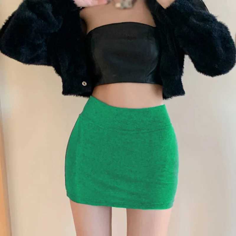 Summer Cotton Sexy Versatile Slim Fit Waist Hing Short Skirts High-Waist Elastic Solid Color Suit SkirtsXJ241221