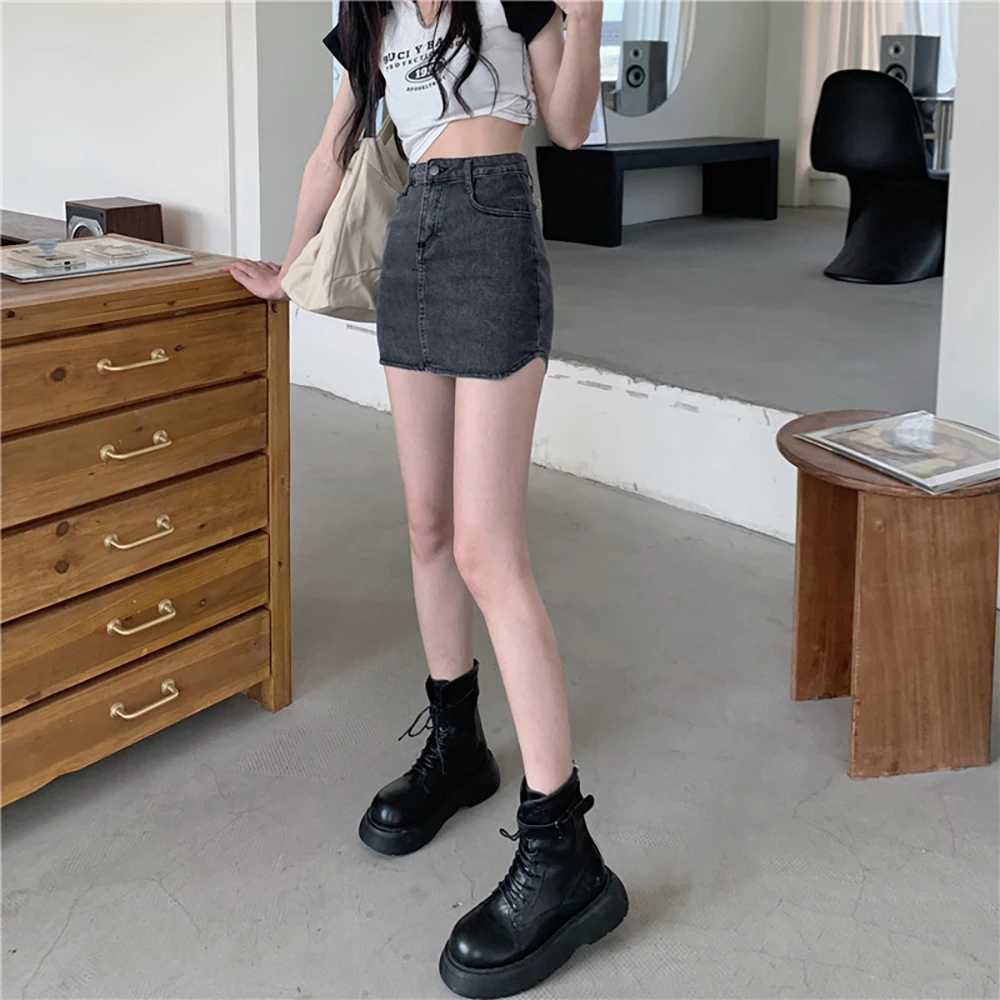 150 Skinny Hottie jeans skirt girl Spring summer high waist A line wrap hip skirt xs small size highXJ241221