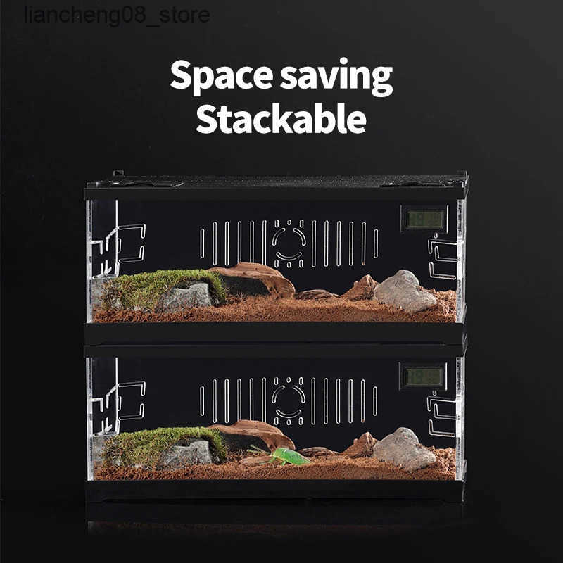 Other Pet Supplies Acrylic reptile box small lighting heated escape hermit crab cage breeding tank climbing pet breeding box L240910