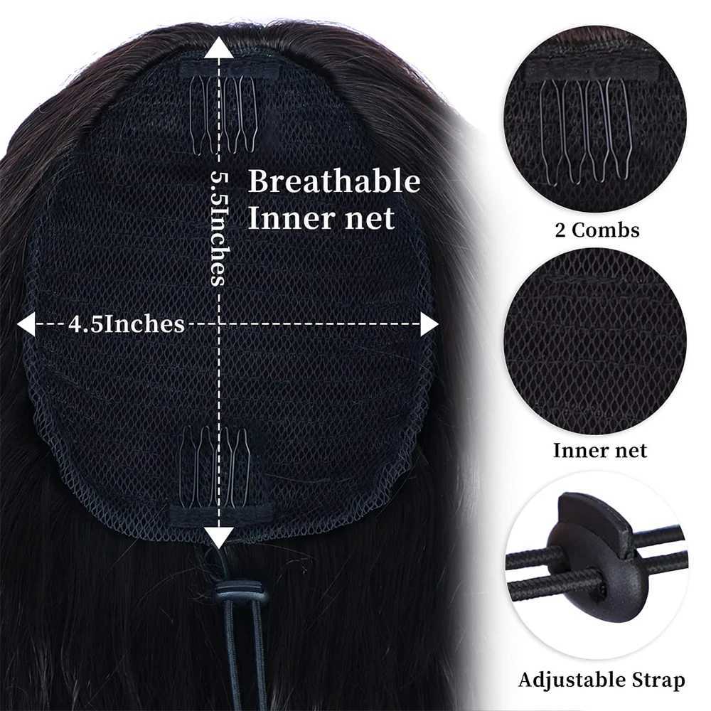 65CM synthetic black drawstring corn wave ponytail extension female curly wavy clip in ponytail hair extension accessoriesXJ241221