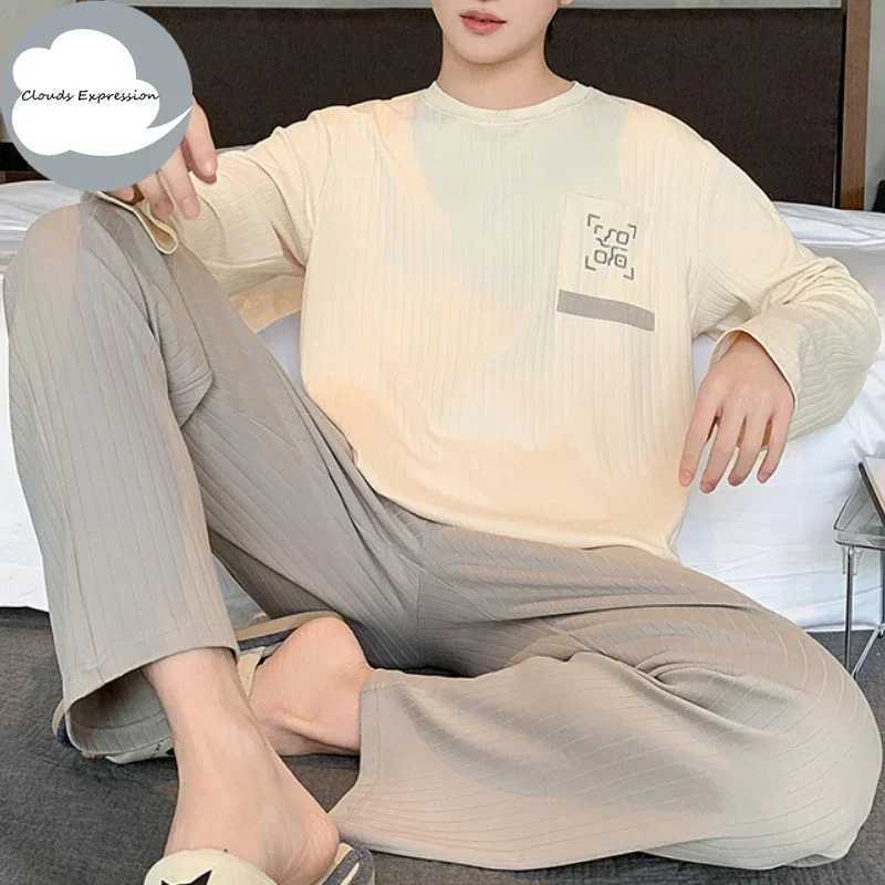 Spring Plus 5XL Knitted Pjs Full Length Mens Pajama Set Mens Pajama Plain Casual Wear W241221