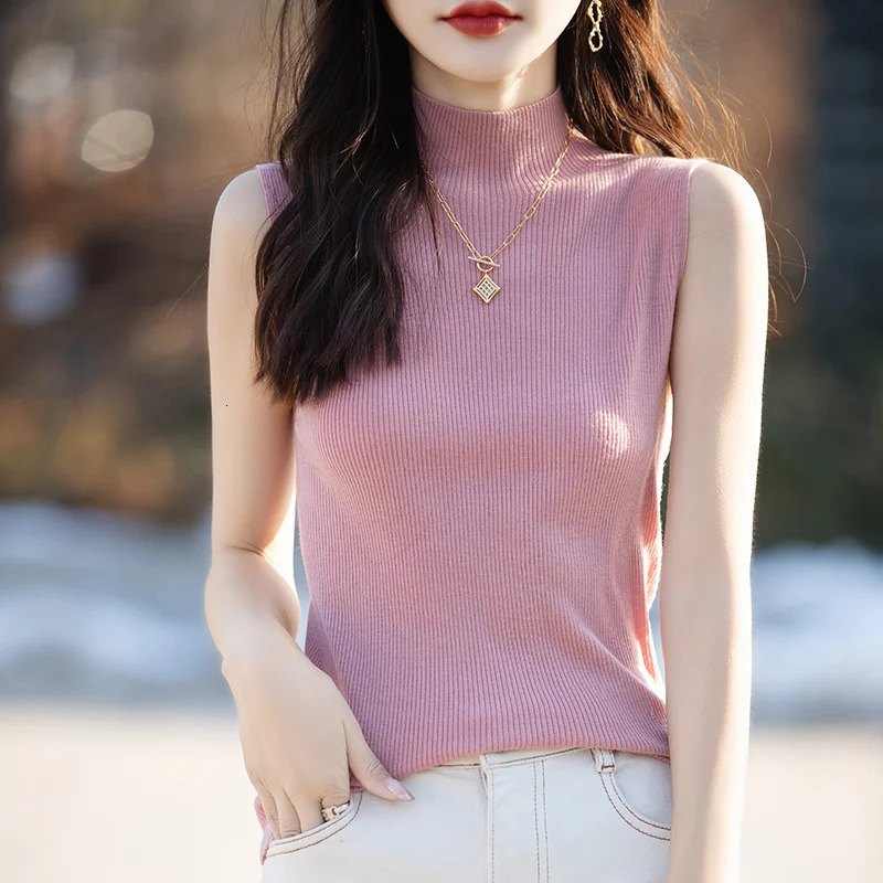 Spring and summer Cashmere Vest Women Sleeveless Soft Ladies Knit 241218