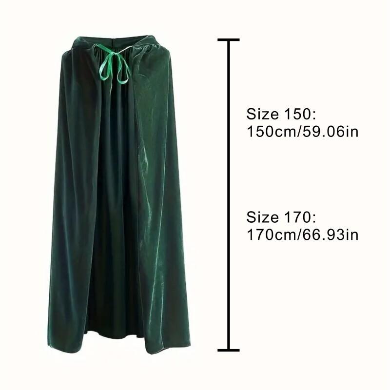 Medieval Black Hooded Cloak Adult Kid Unisex Velvet Cloak Halloween Vampire Witch Cosplay Costume Green White Robe Cape Costume