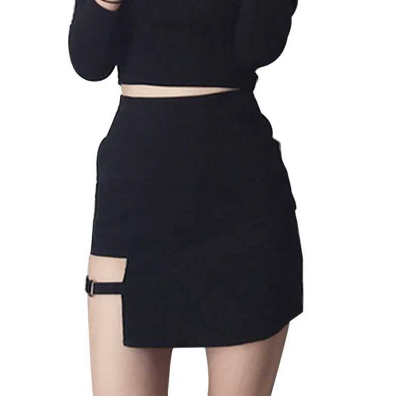 Womens Asymmetrical Skirt High Waist Gothic Dance Short Minis Bodycon SkirtsXJ241221