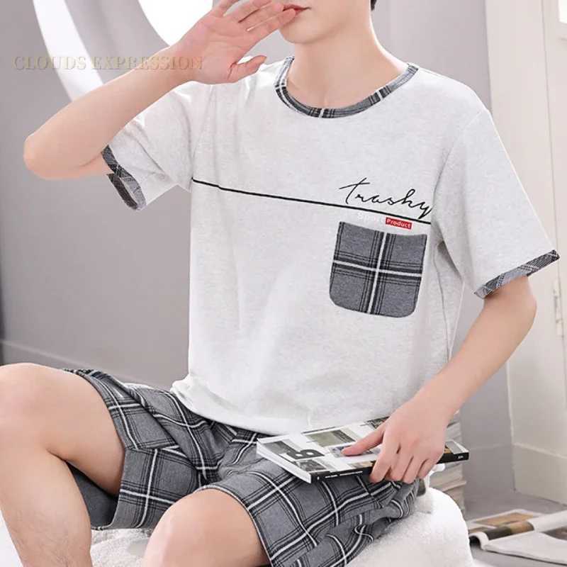 Summer Knitted Cotton Short Sleeve Mens Pajama Set Mens Pajama Set Polka Dot Pajama Mens Pajama Set W241221