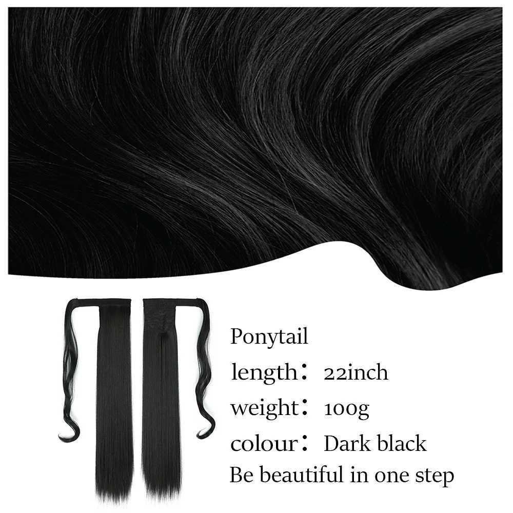 My-Diva Synthetic Long Straight Ponytail Clip In Hair Extensions 22 34 Wrap Around Heat Resistant Pony Hairpiece For WomenXJ241221