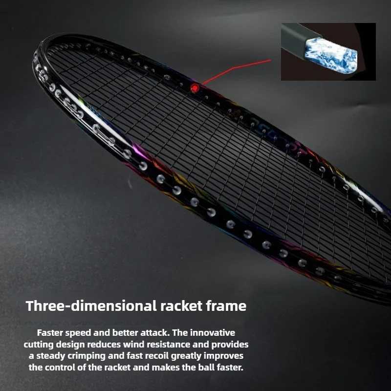 The lightest 8U 65g all carbon fiber racket string professional training racket maximum tension 30 pounds with bagW241221