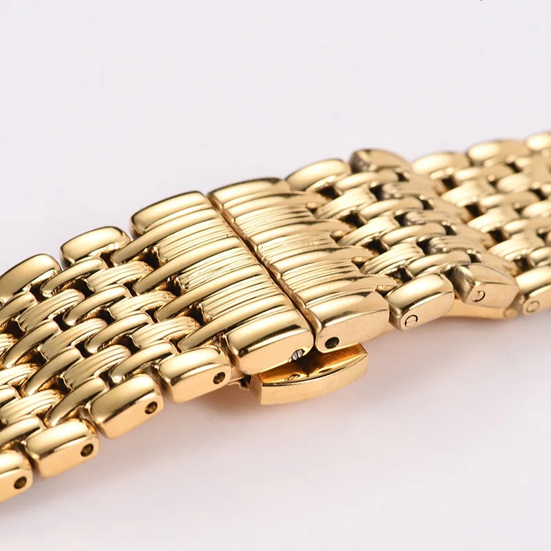 Stainless Steel Slim Watch Band Accessories 16mm 18mm 20mm 22mm Gold Silver Waterproof Butterfly Buckle Strap L4 241220