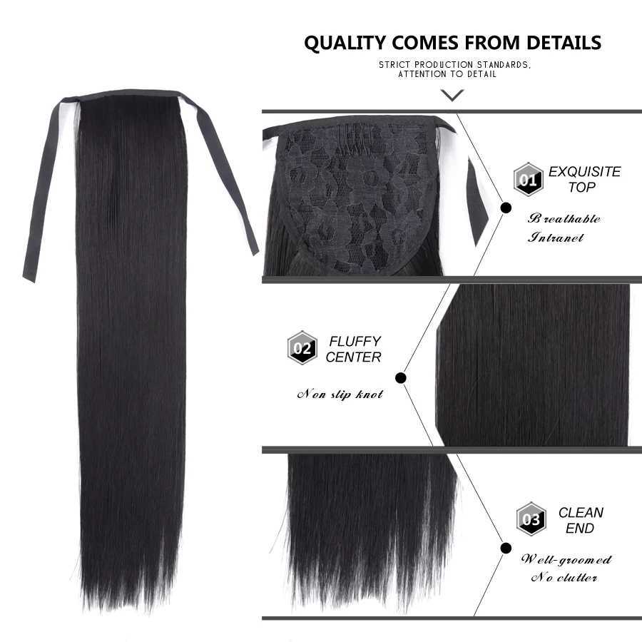 Super Long Silky Straight Clip In Ponytail Extensions Synthetic Hair 22 Long Straight Clip in Ponytail Natural As Human HairXJ241221
