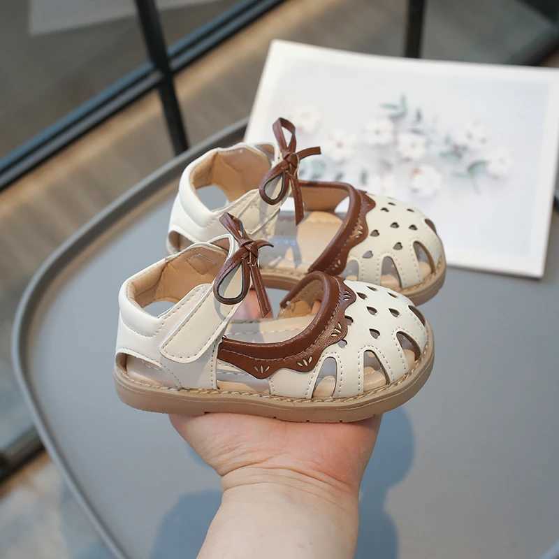Sneakers Girls Sandals Summer Beige Breathable Little Girl Single Shoes 0-6 Years Old Brown Soft Non-slip Childrens Sandals Girls Shoes H241221