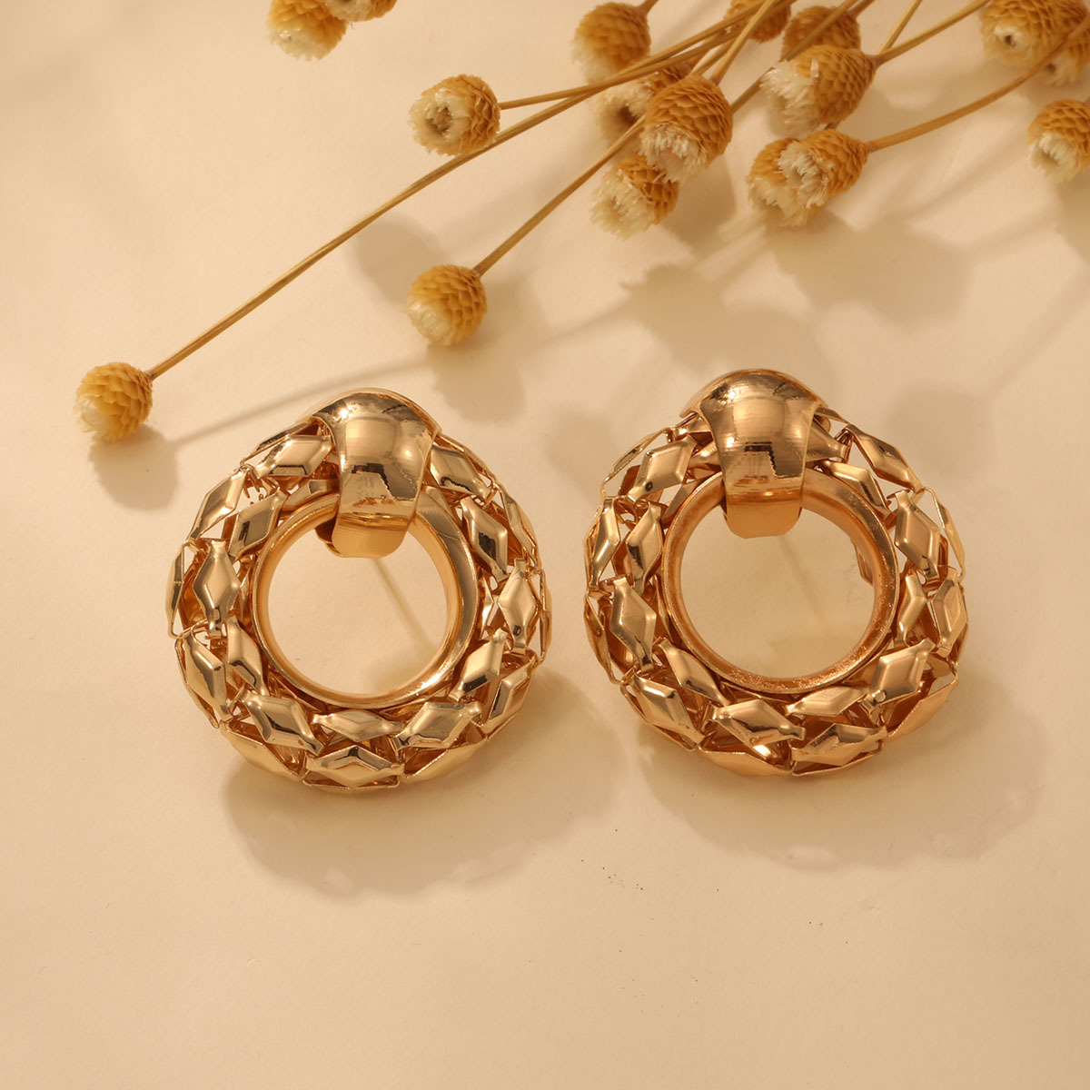 Women's Trendy Geometry Hoop Earrings with Hollow Design - Premium Wholesale Jewelry