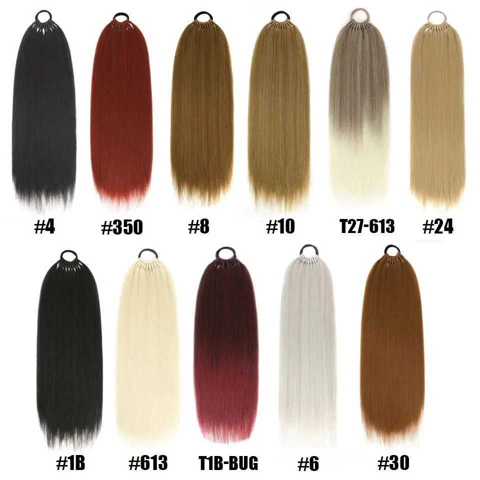 Ponytail Synthetic Hair Extensions with Rubber Band 24inch Long Yaki Straight False Horse Tails Fake Hairpiece for WomanXJ241221