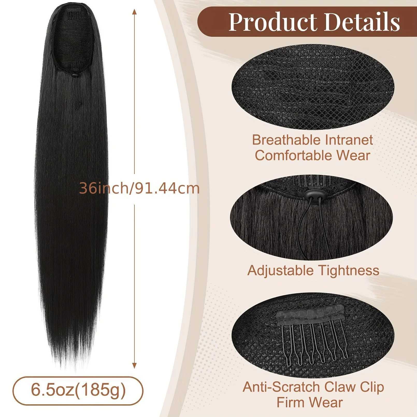 36 inch Long Ponytail Hair Extensions Drawstring Ponytail Synthetic Ponytail Soft Clip-In Hair Extensions Ponytail WomensXJ241221