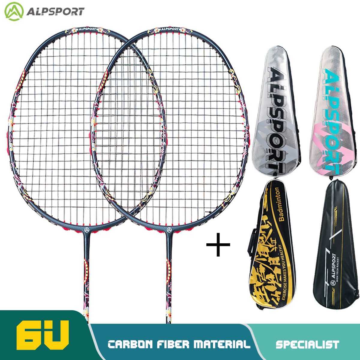 Alpsport HQ 6U 72 2g Ultralight 35 lbs 00% all carbon fiber racket with strings for professional racket trainingW241221