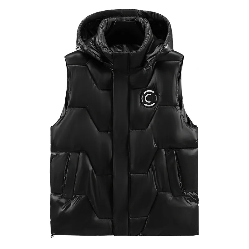 2025 New In Men Padded Vest Winter Hooded Zip-up Sleeveless Jacket Male Autumn Warm Blue Golf Wear Waistcoat Big Plus Size 12XL