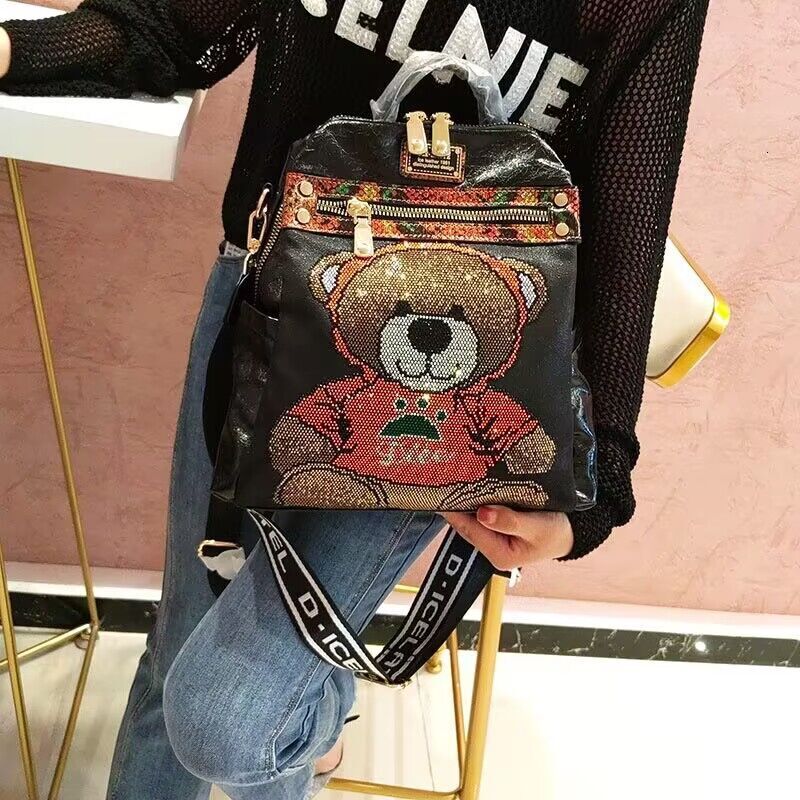 Women Fashion High Quality Women's Large Capacity Dia Bear Pattern Ladies Brand Backpack Bags Mochila Mujer