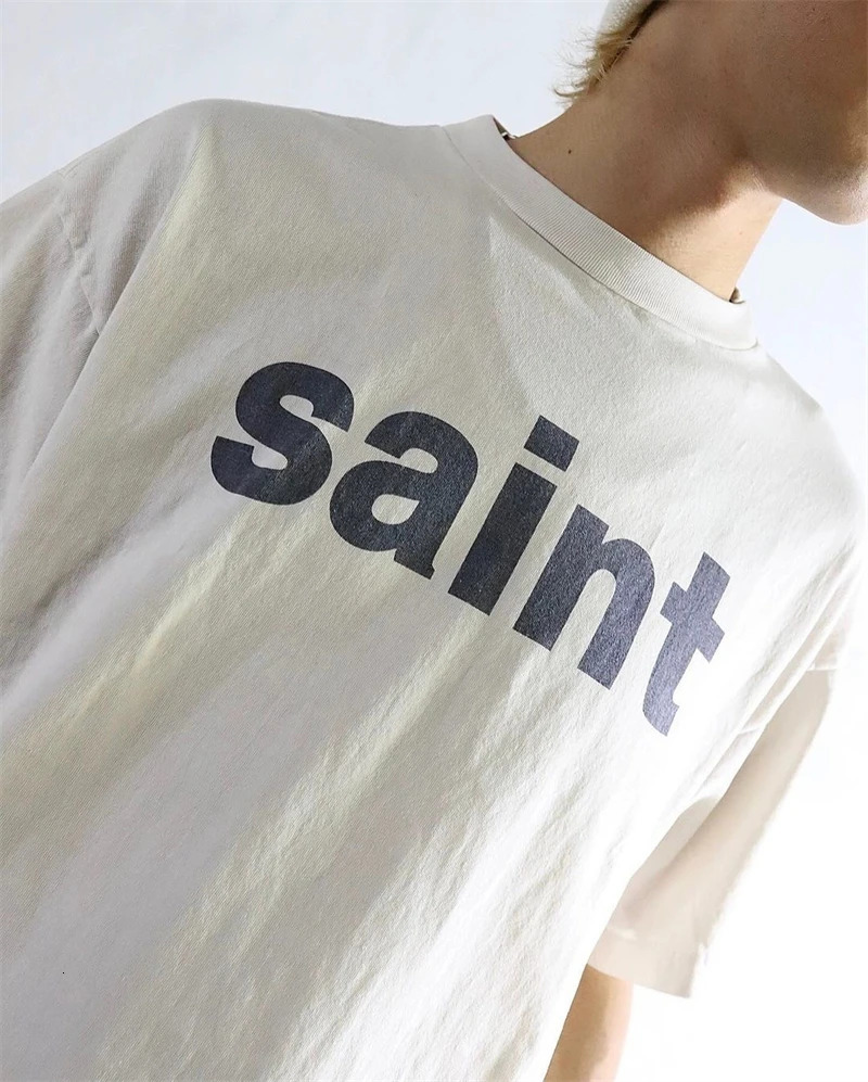 Vintage Letter Double sided Printed Washed High Street Short Sleeve Japanese Casual Loose Pure Cotton Tshirt 241217