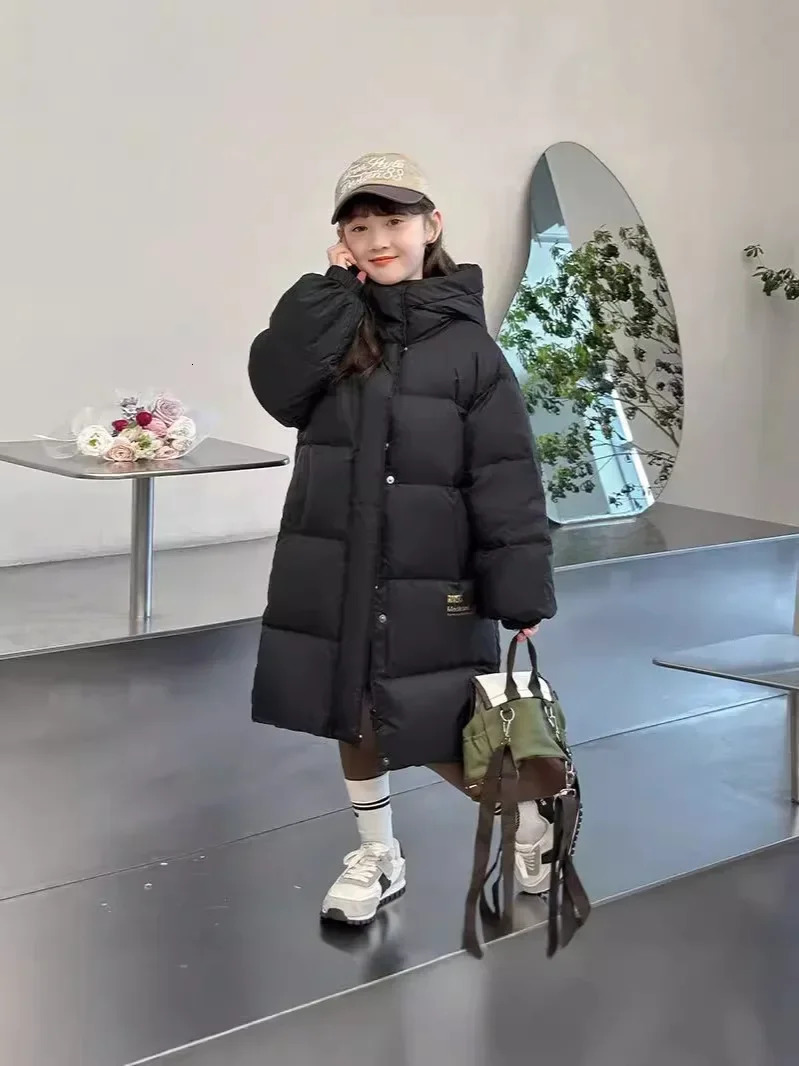 Fashion Girls Outerwear Winter Warm Thicken Cotton Jackets Baby Black Christmas Coats Kids Hooded Padded TR252 241220