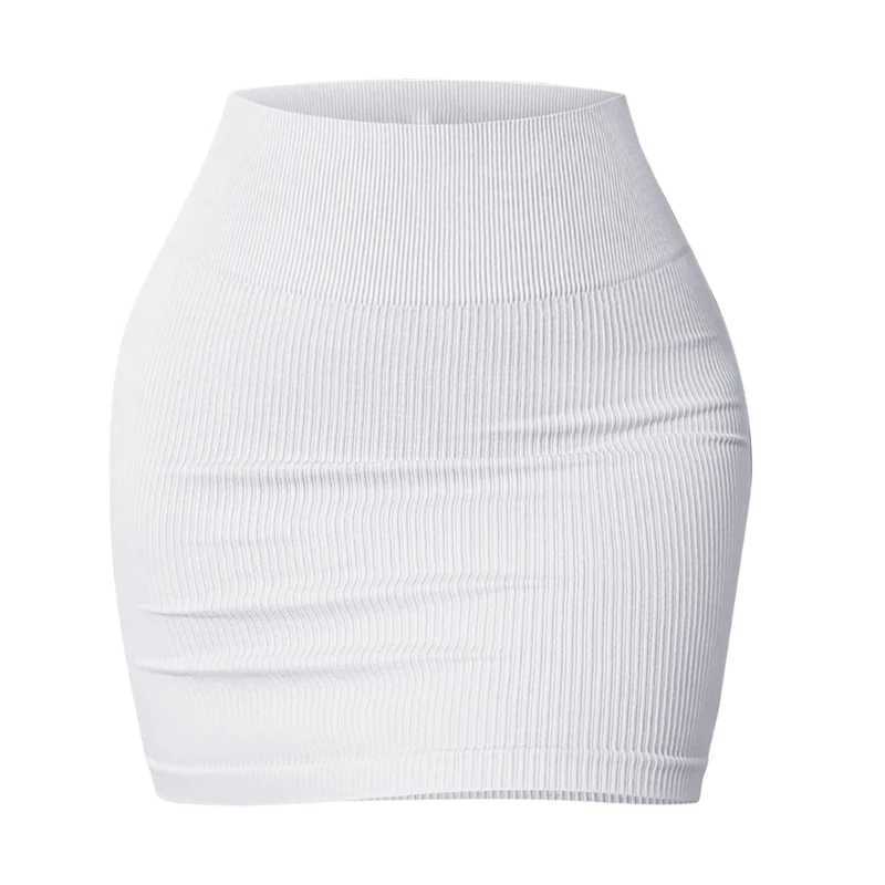 Womens Basic High Waist Stretchy Tube Pencil Mini Skirt Summer Ribbed Knit Short Bodycon SkirtXJ241221