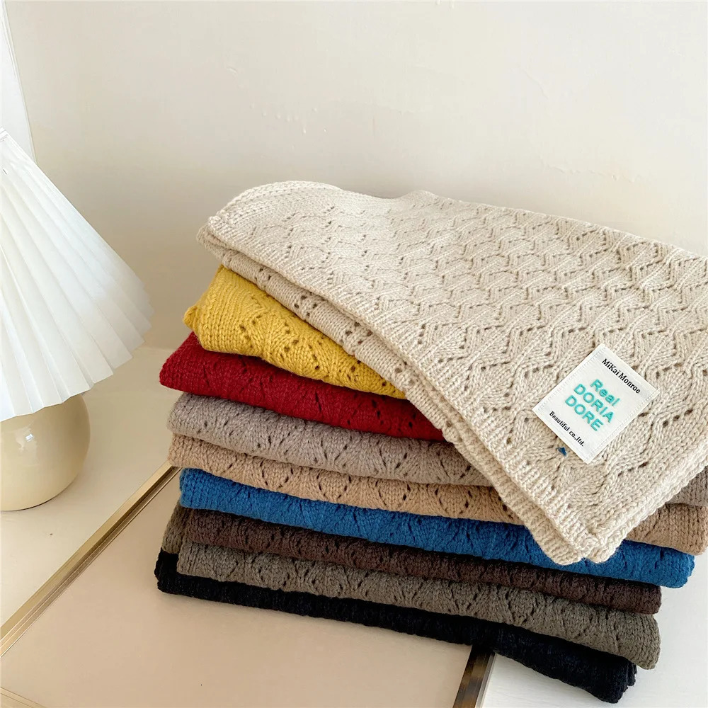 winter Knitted scarf fashion women long scarves female vintage large shawl soft warm pashmina thickened wool scarf D300 241220