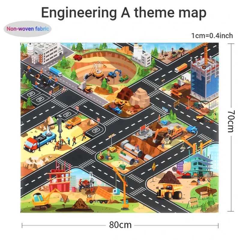 Road mats childrens traffic maps educational toys for boys and girls road carpets childrens game mats cartoon city carpets childrens toy games W241221