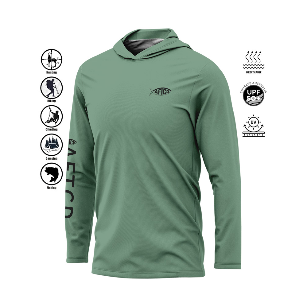 Boutique UV Fishing Shirt Thin Breathable Outdoor Hoodie AFTCO Men's Long Sleeve Performance Shirt Men's AFTCO Fishing Shirt