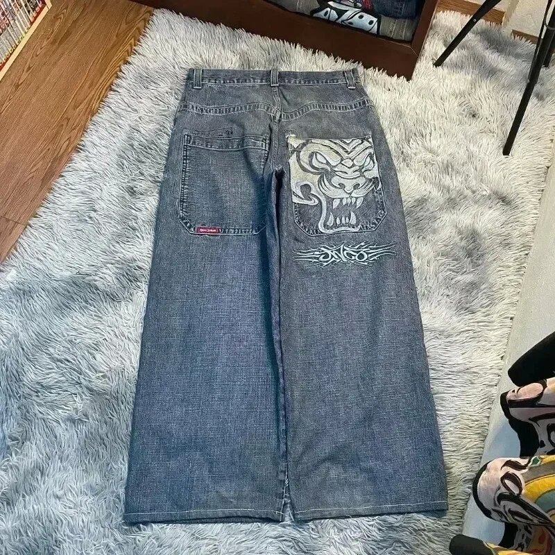 JNCO Y2K loose jeans mens embroidered hip-hop street Harajuku mens wide leg pants 240619