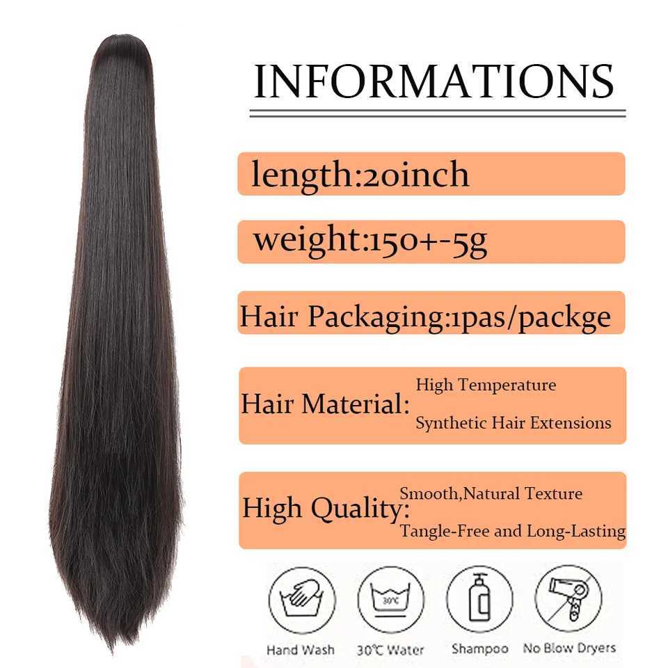 Ponytail Extension Claw Straight Clip in Hairpiece Ponytail Hair Extensions Long Pony Tail Synthetic for WomenXJ241221