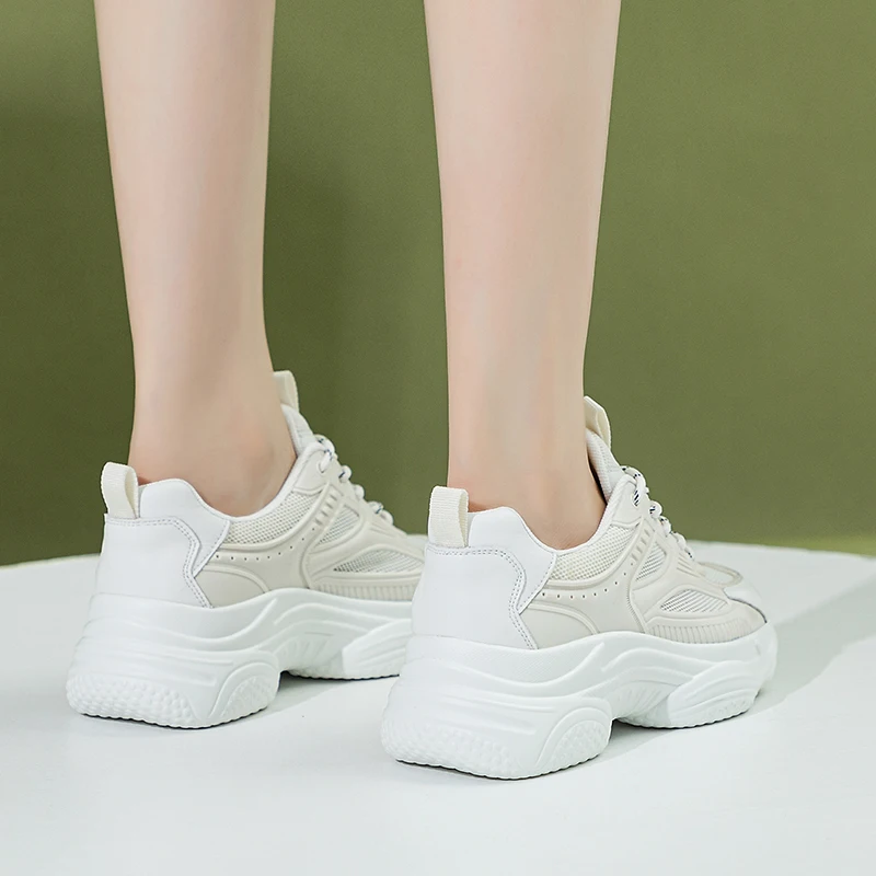 AIYUQI Sneakers Women Spring Casual Platform Mesh Lace-up Women Sneakers Large Size Women Shoes