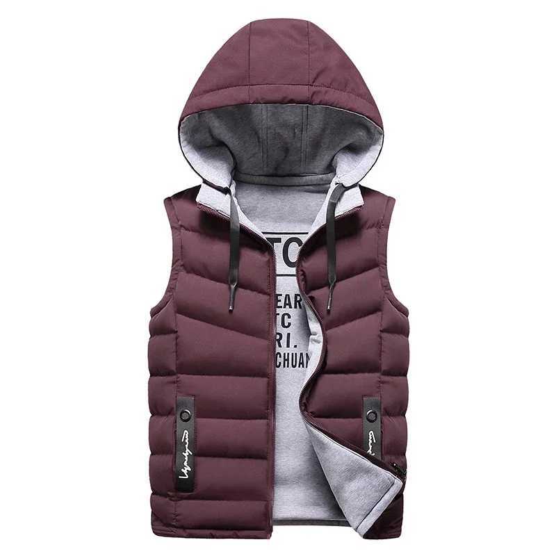 Mens Winter Warm Sleeveless Vest Jacket Down Jacket 2024 Mens Hooded New Vest Reversible Removable Hat Outer Top S-4XLXJ241221