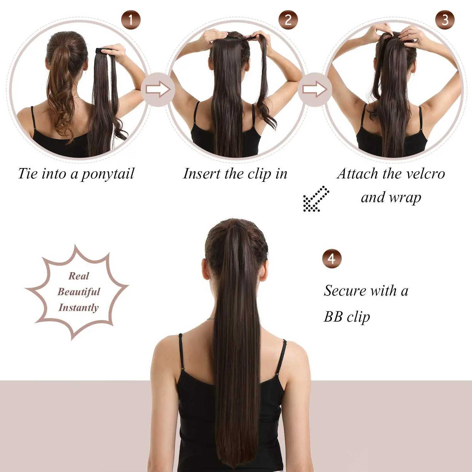 Synthetic Straight Long Ponytail Extensions Wrap Around Ponytail Hair Piece Pony Tail Hair Extensions Hairpieces for Women GirlsXJ241221