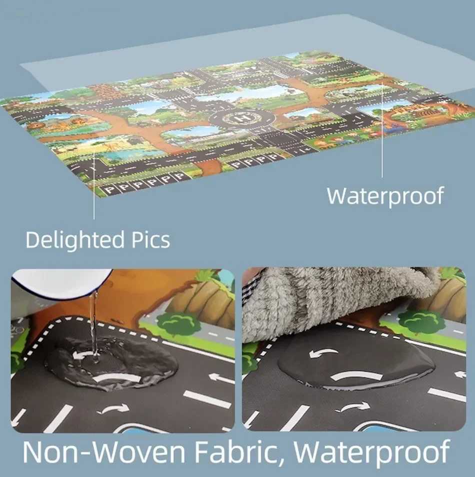 Baby Climbing Play Mat Game Traffic Map Baby Play Mat Toy City Carpet City Car Parking Lot Tablecloth Traffic Signs W241221