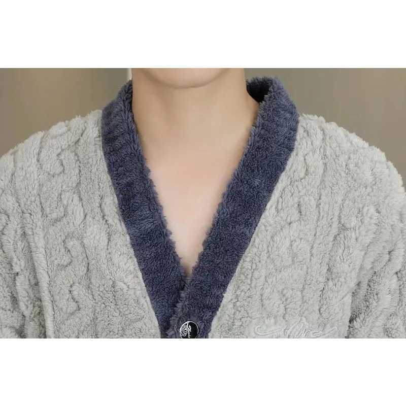 2023 new autumn sleepwear mens winter wool sleepwear thick casual wear wool three piece craft jacquard sleepwear warm set W241221