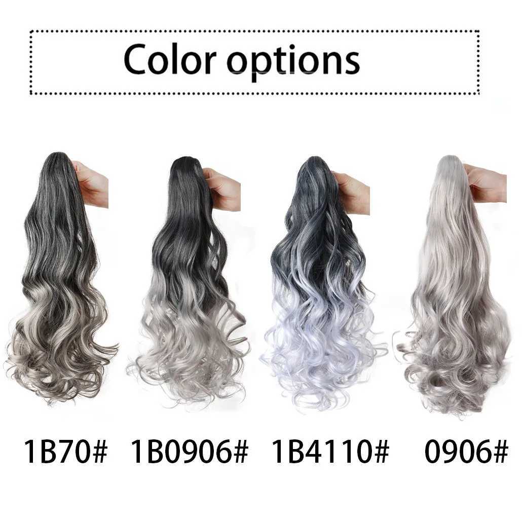 19Inch 26Colour Curly Ponytail Clip in Claw Hair Extension Natural Looking Synthetic Hairpiece for Women Claw Curly Ponytail WigXJ241221