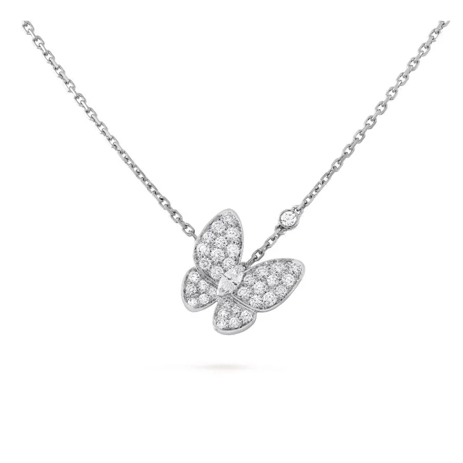 French fashion gold sier Crystal dia butterfly pendant necklace designer for women men chain Valentines Day gift Free shipping Free shipping