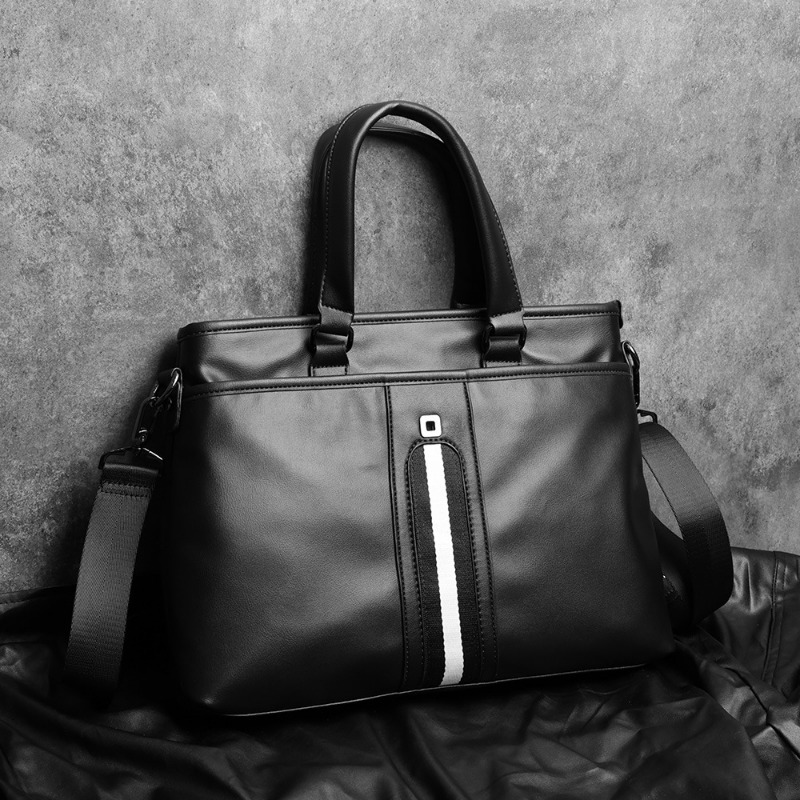 Fashion Striped Men's Top-Handle Business Handbag Multifunction Shoulder Messenger Men Briefcase 15 Inch Laptop Bag