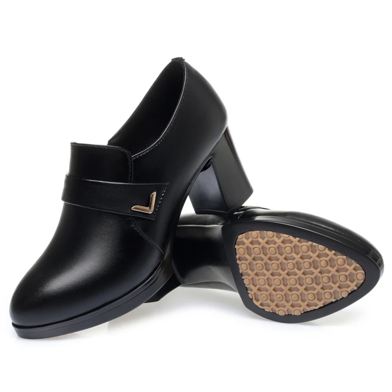 AIYUQI Women's Dress Shoes Large Size Spring Genuine Leather Women High Heels Platform Office Shoes Ladies