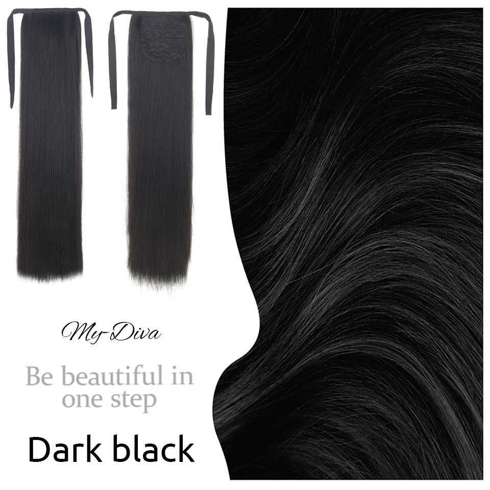 Synthetic Hair 22 Long Straight Heat-Resistant Straight Hair With Ponytail Fake Hair p-in Natural Hairpiece HeadwearXJ241221