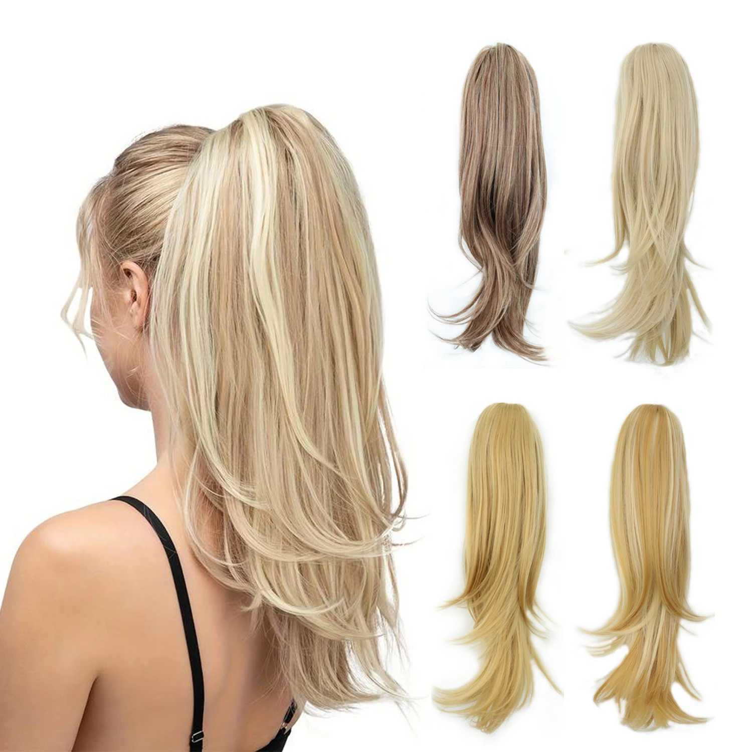 MERISIHAIR Synthetic 18Inch Natural Wavy Ponytail Hair Extension Black Brown Claw Clip Pony Tail Heat Resistant Fake HairpieceXJ241221
