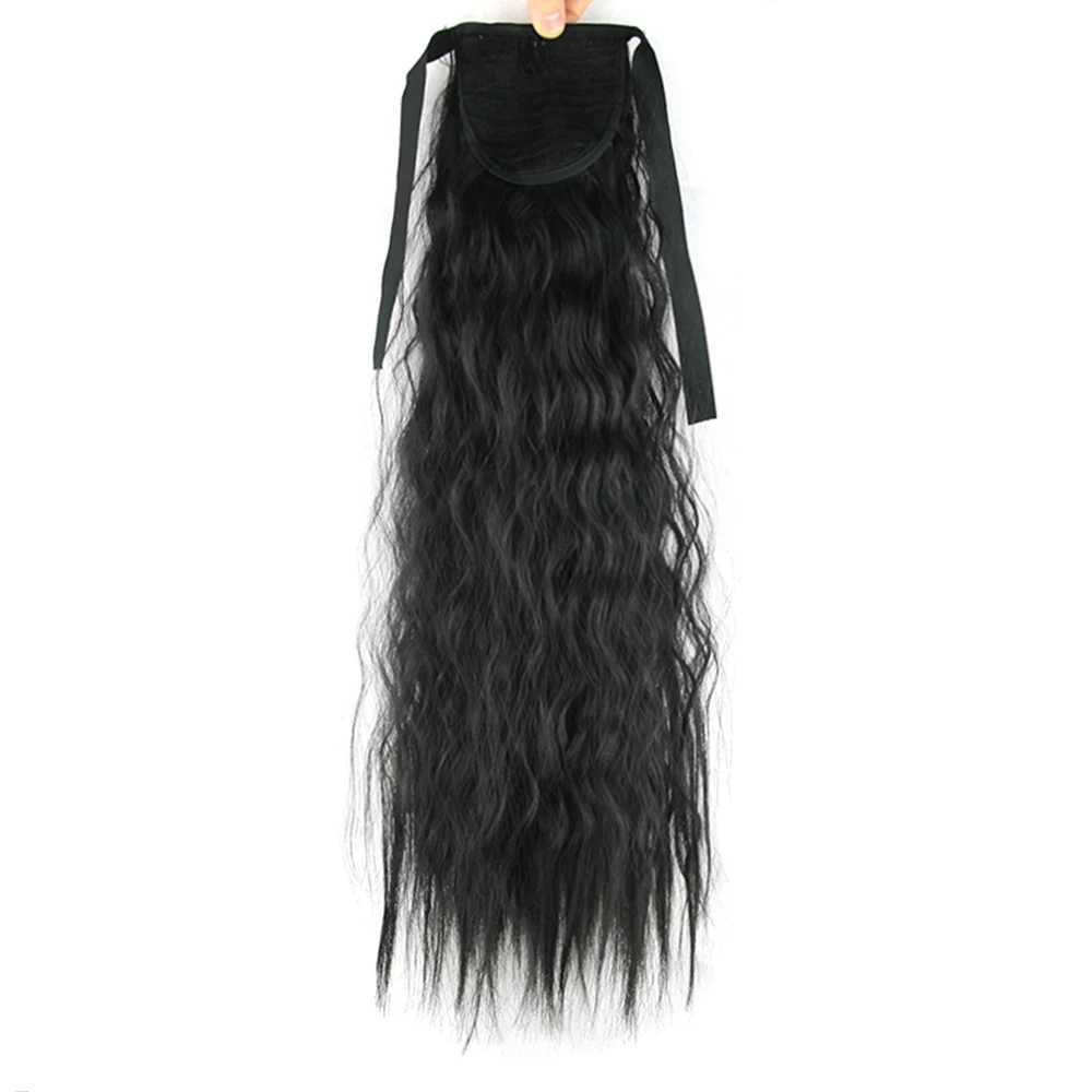 Soowee Long Black Kinky Curly Hair Pony Tail Hairpieces Drawstring Ponytails Synthetic Clip In Hair Extension for WomenXJ241221