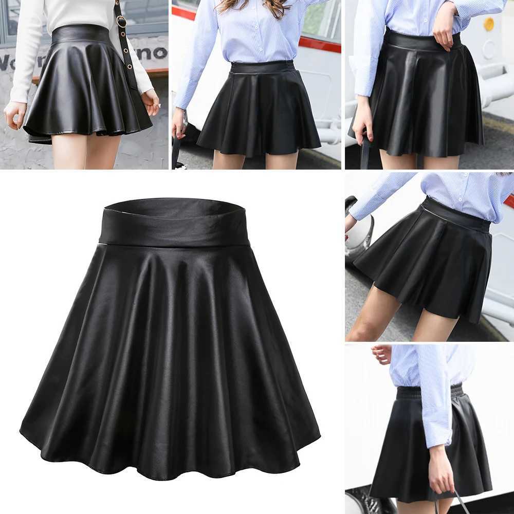 Women Faux Leather Short Skirts High Waist Elastic Mini Short Skirt ltipurpose For Skater Work NightclubXJ241221