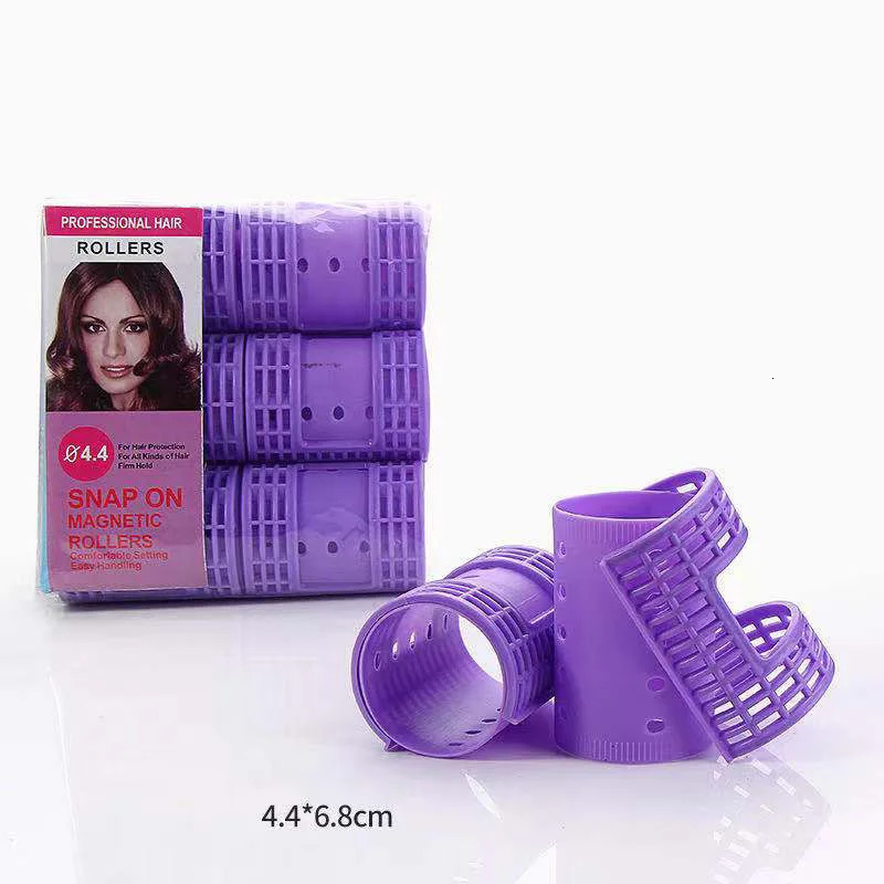 Snap on Hair Roller Hairdressing Home Use DIY Steam Perm Flexi Rods with Clips Clamps Magic Self-Adhesive Rollers 6 Size 241220