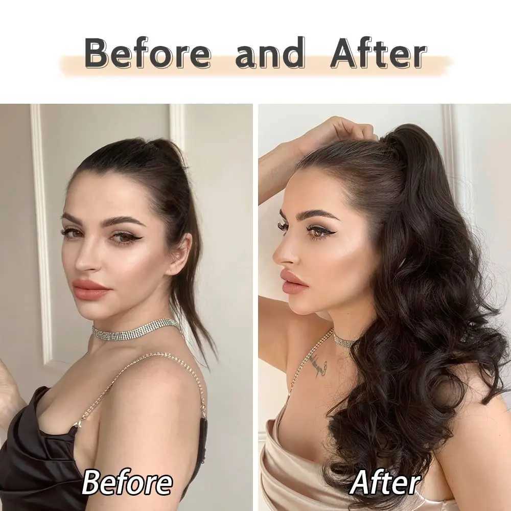 25 Ponytail Extensions Flexible Wrap Around Ponytail Hair Extensions Platinum Long Wavy Synthetic Ponytail for Women Party UseXJ241221