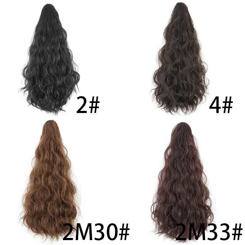 16Inch Synthetic Short Wavy Curly Ponytail Claw Clip in Hair Extension Black Brown Hairpiece for WomenXJ241221