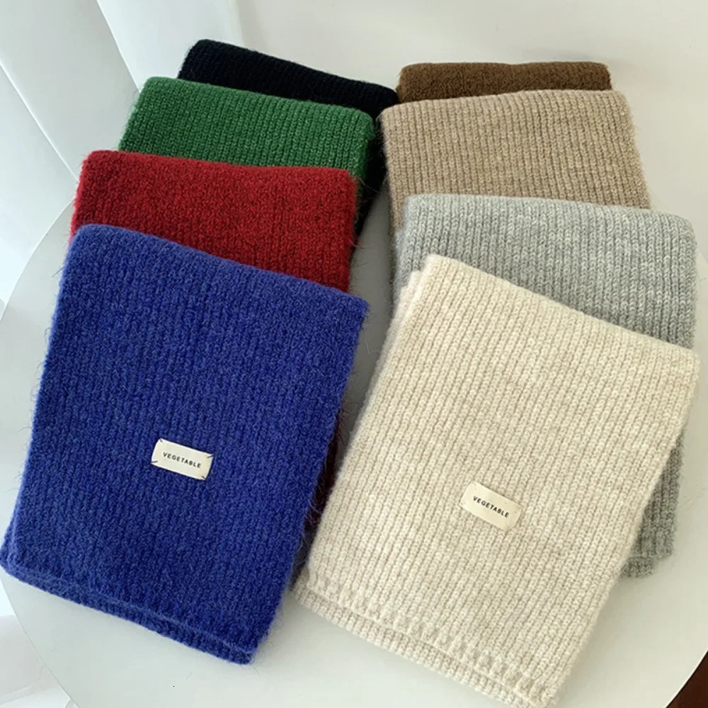 Korean Women Cashmere Scarves Lady Winter Thicken Warm Soft Pashmina Shawls Wraps Female Pure Color Knitted Long Scarf for Women 241220
