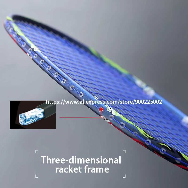 Ulralight 9U 57G carbon fiber badminton racket with pocket strings professional racket maximum tension 32lbs G5 pad high-speedW241221